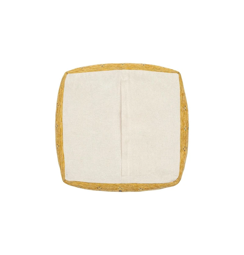 18" Yellow Polyester Blend Ottoman