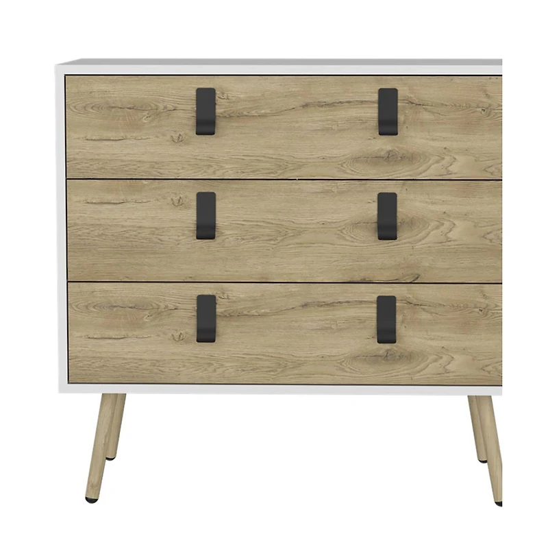 Wooden Three Drawer Dresser for Clothes and Bedroom Storage