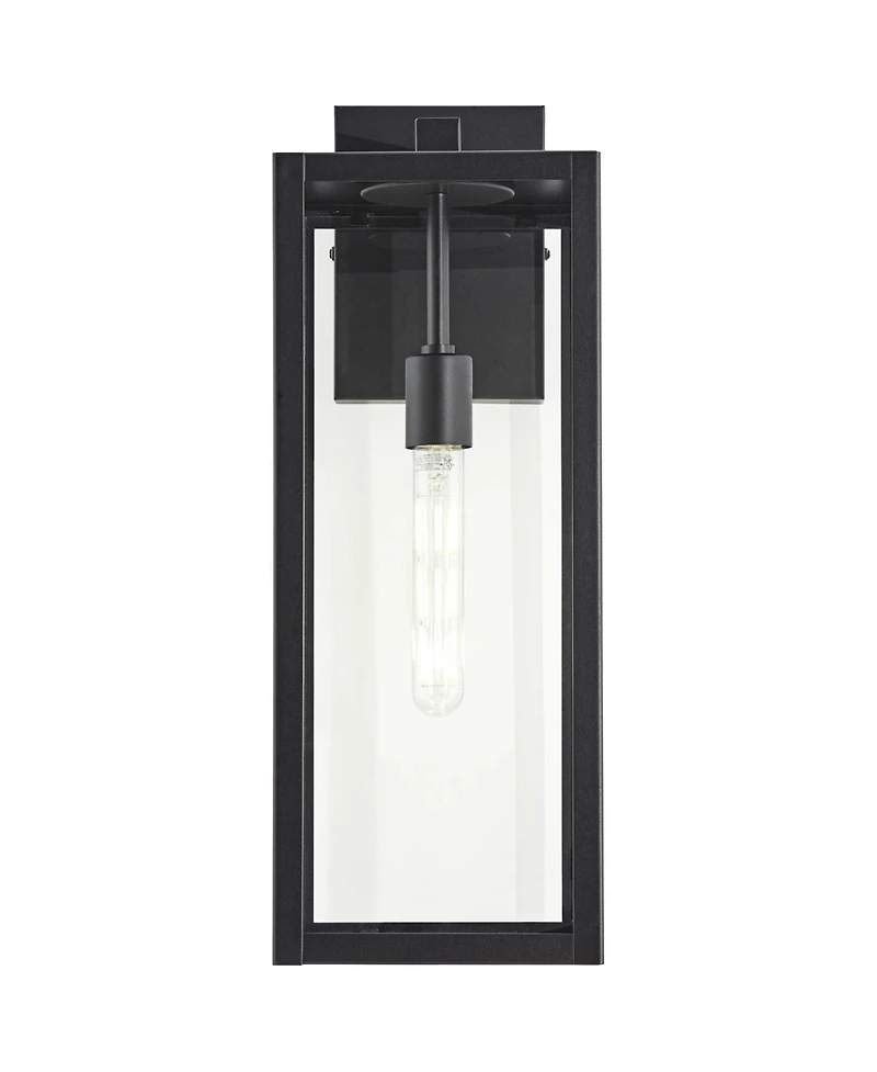 John Timberland Titan Modern Outdoor Wall Light Fixtures Set of 2 Mystic Black Rectangular Frame 20" Clear Glass for Post Exterior Barn