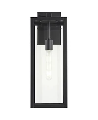 John Timberland Titan Modern Outdoor Wall Light Fixtures Set of 2 Mystic Black Rectangular Frame 20" Clear Glass for Post Exterior Barn