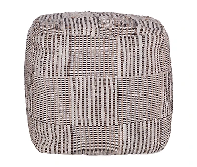 Geometric Cotton Pouf – Square Ottoman for Living Room Seating or Boho Style Accent
