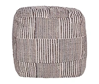 Geometric Cotton Pouf – Square Ottoman for Living Room Seating or Boho Style Accent
