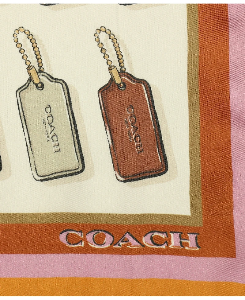 Coach Hangtag Print Silk Bandana Scarf