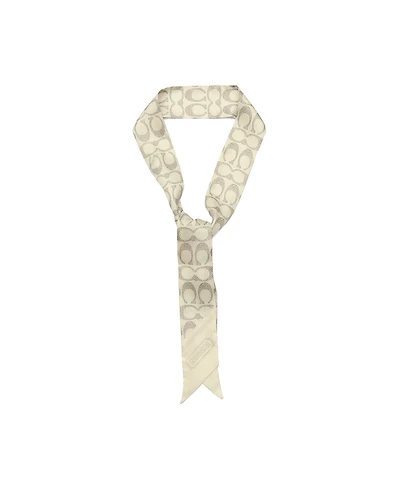 Coach Textured Signature Print Silk Skinny Scarf