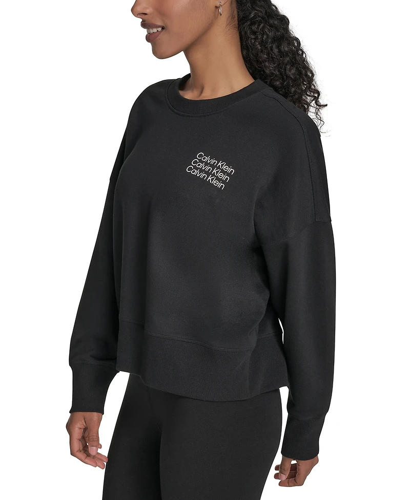 Calvin Klein Performance Women's Mini Triple Logo Pullover Sweatshirt