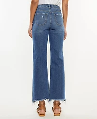 Kancan Women's High Rise Slim Wide Leg Pull On Jeans