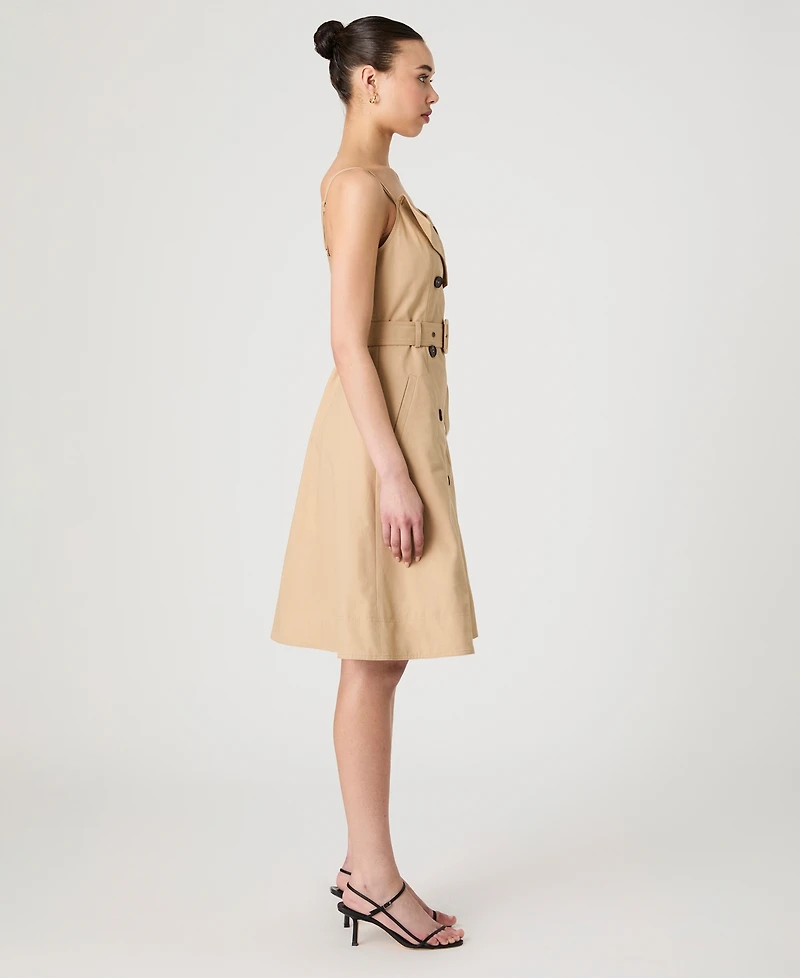 French Connection Women's Light Weight Cotton Belted Trench Fit & Flare Dress