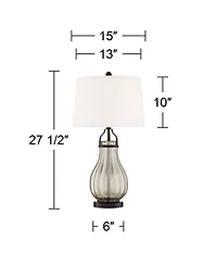 Franklin Iron Works Arian Rustic Farmhouse Table Lamp 27 1/2" Tall Oil Rubbed Bronze Fluted Mercury Glass White Drum Shade for Bedroom Living Roo