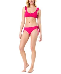 Cece Womens La Vie A La Mer Textured Ruffle Strap Bikini Top Bottoms