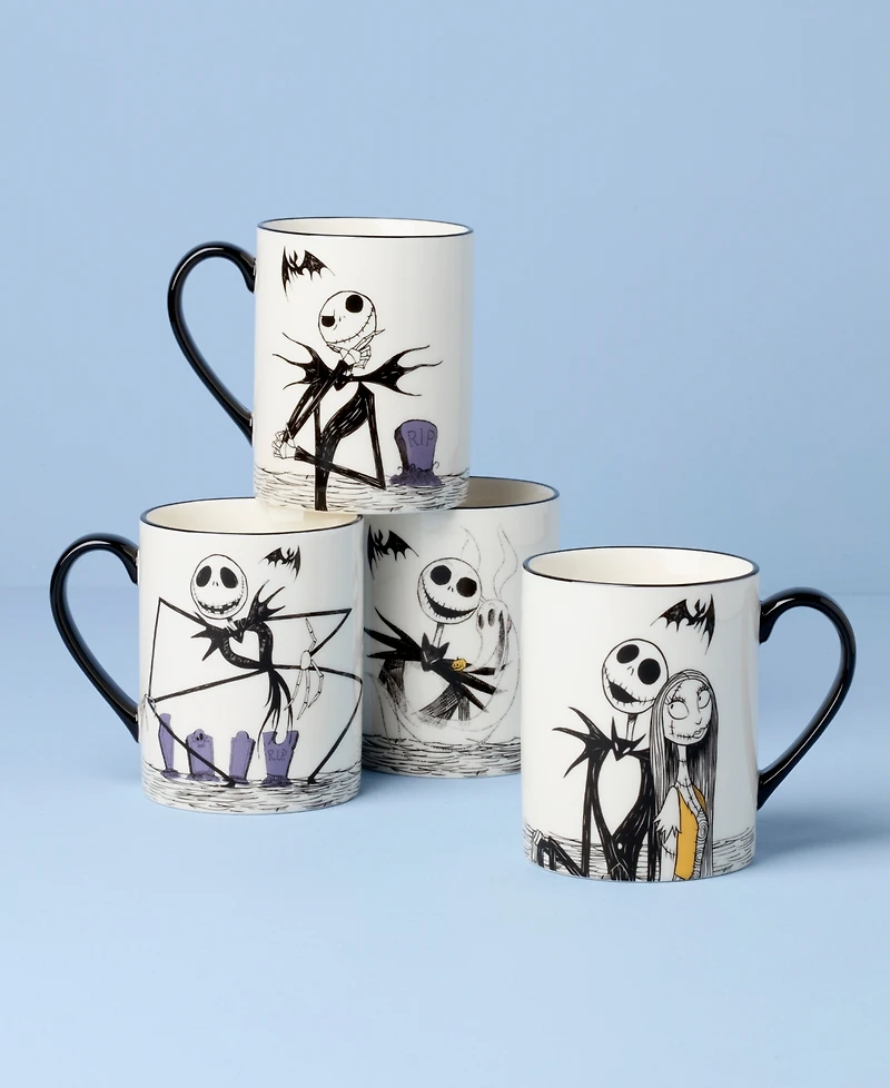 Lenox Nightmare Before Christmas Mugs, Set of 4