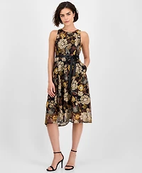 Tahari Asl Petite Embroidered Sleeveless Fit & Flare Dress