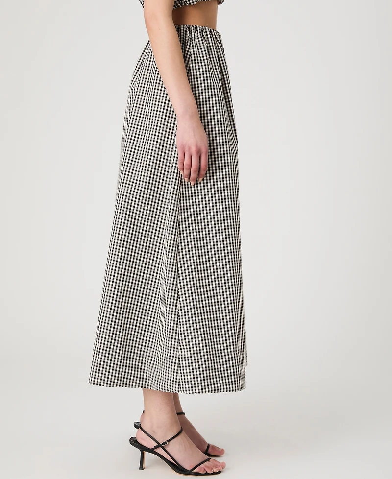 French Connection Women's Pull-On Gingham Midi Skirt