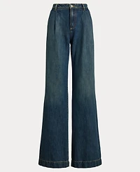 Lauren Ralph Women's High-Rise Pleated Wide-Leg Jeans