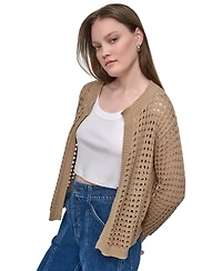 Dkny Jeans Women's Open-Stitch Drop-Shoulder Cardigan Sweater