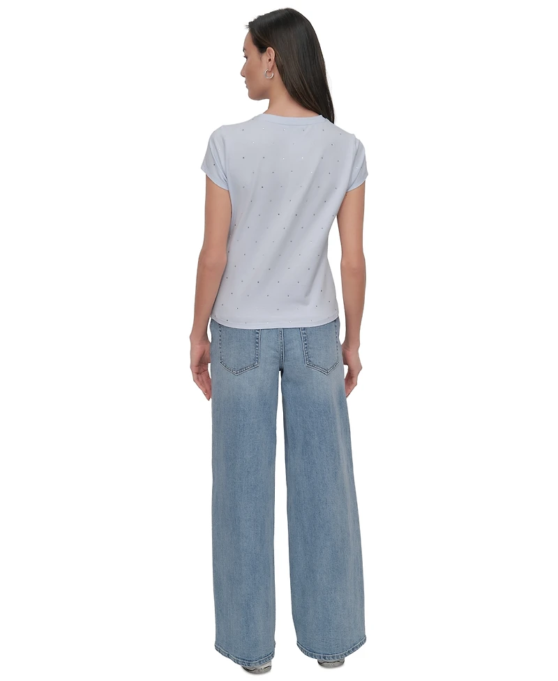 Dkny Jeans Women's Rhinestones Crewneck T-Shirt