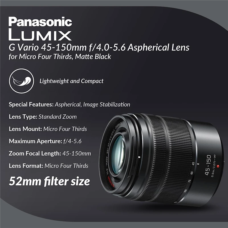Panasonic Lumix Dmc-G85 Mirrorless Camera w/12-60mm f/3.5-5.6 Lumix G Ois Lens With 45-150mm f/4.0-5.6 Aspherical Lens for Mft, Matte Black