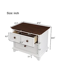 Wooden Two-Drawer Nightstand for Kids' Room