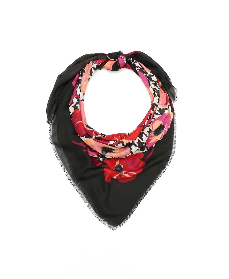 Kate Spade New York Women's Houndstooth Poppies Modal Square Scarf