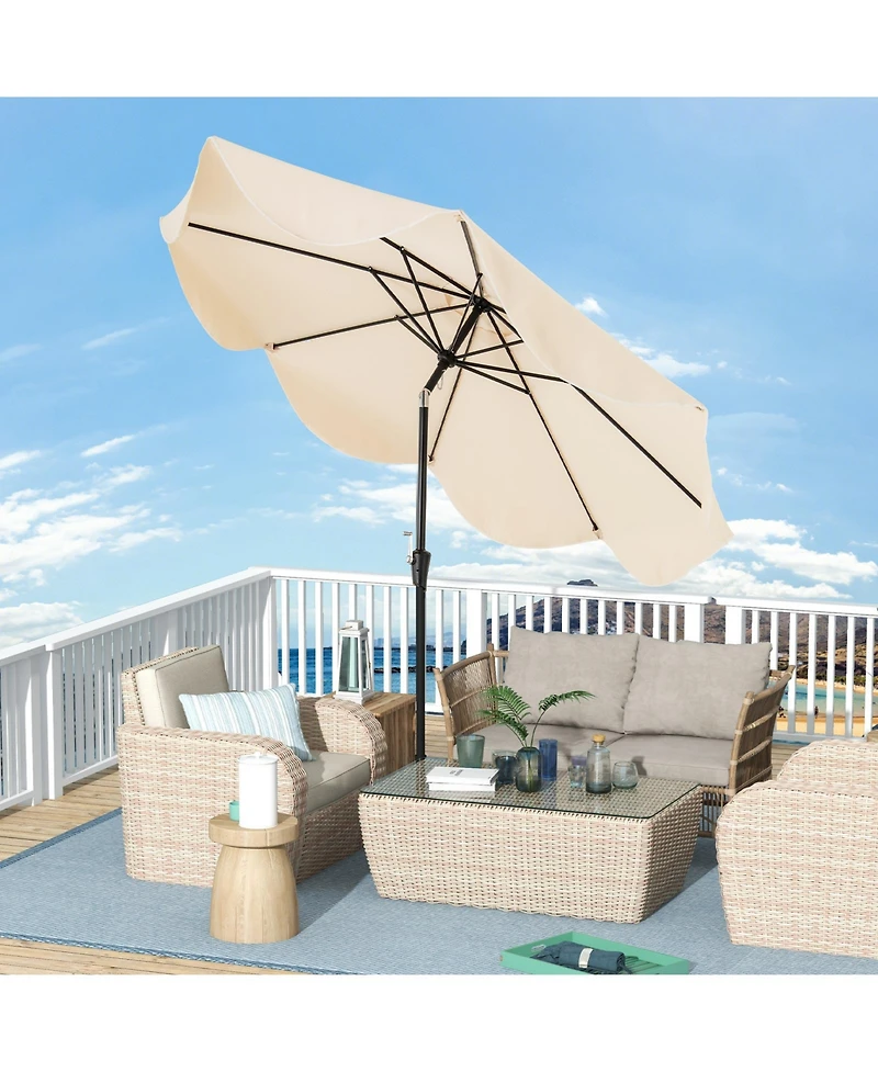9 Ft Patio Umbrella with Crank Handle and Push Button Tilt
