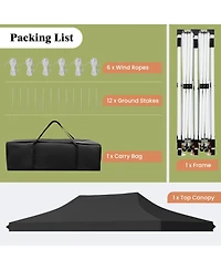 10 X 20 Ft Pop up Canopy Tent Foldable Portable Outdoor Gazebo with Carry Bag-Black