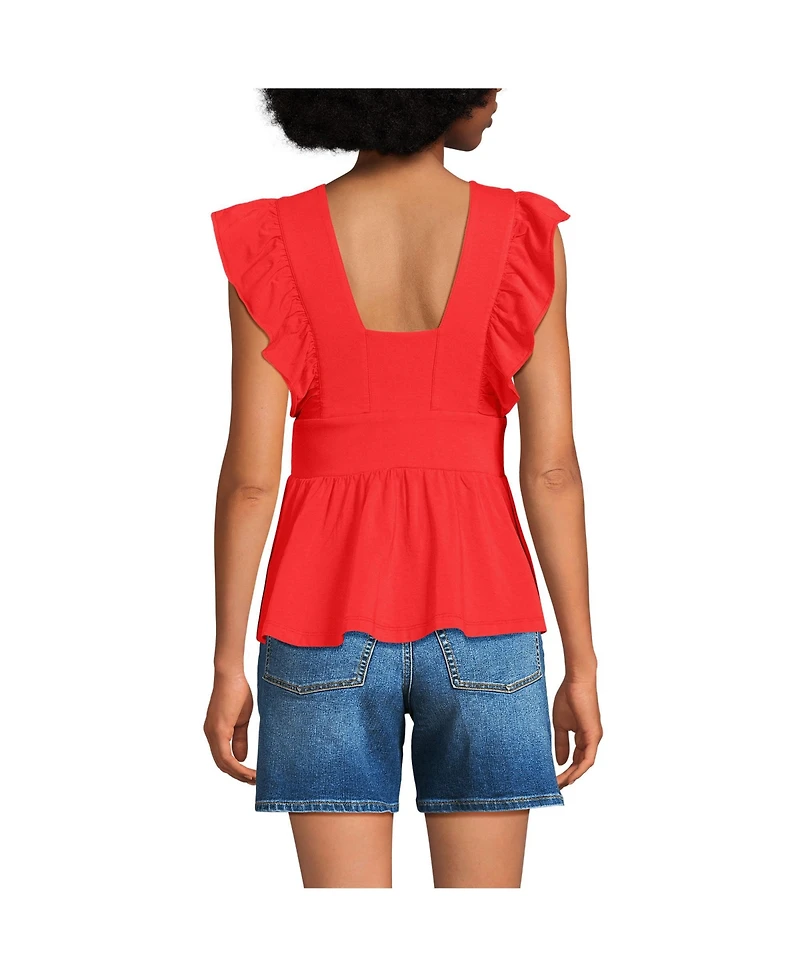Lands' End Women's Lightweight Jersey Ruffle Peplum Top