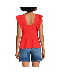 Lands' End Women's Lightweight Jersey Ruffle Peplum Top
