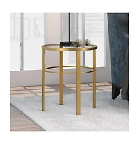 Glass Top Round End Table – Sturdy Steel Base for a Chic Industrial Look