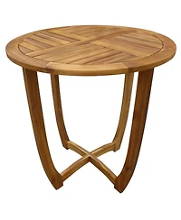 Outdoor Round Coffee Table with Storage Tray 2 Tier Oval End Tables Wooden Small Side Table