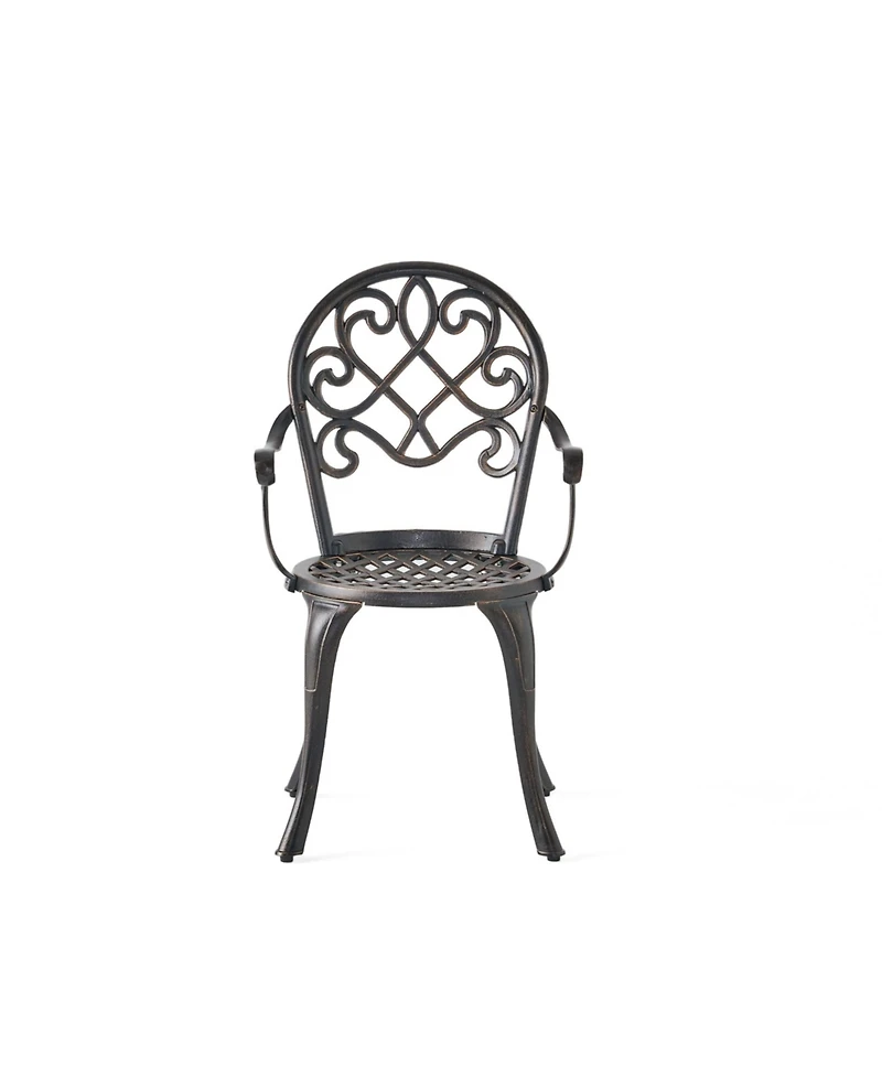 Antique Weather Resistant 3-Piece Patio Metal Bistro Set with Removable Ice Bucket Cast