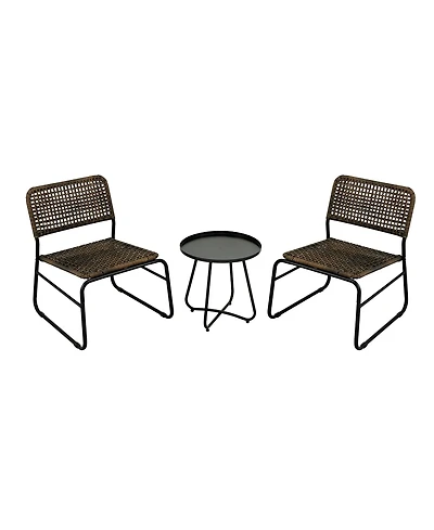 Patio Furniture Set 3 Piece Mixture Pattern Pe Rattan Steel Frame And Modern Round Table
