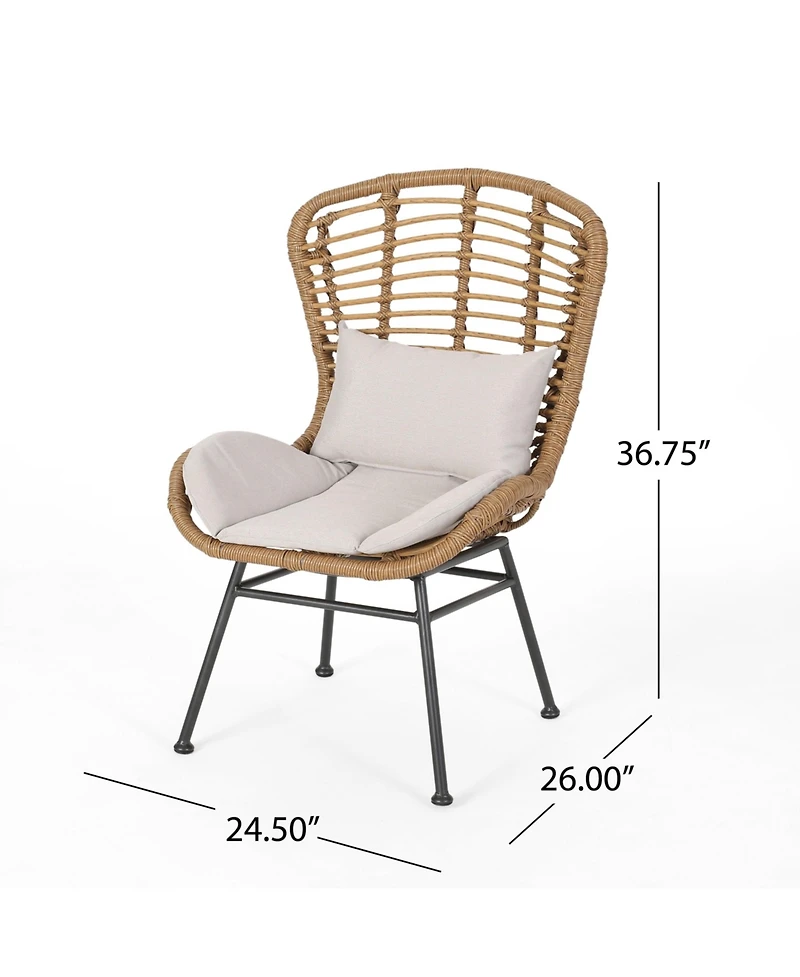 Set of 2 Wicker Chairs with Cushion Outdoor Dining Chairs
