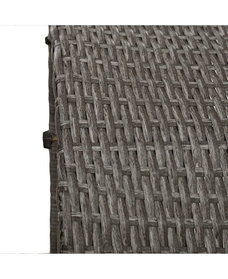 5-Piece Round Rattan Sectional Sofa Set All-Weather Pe Wicker Sunbed Daybed with Round Liftable Table and Washable Cushions