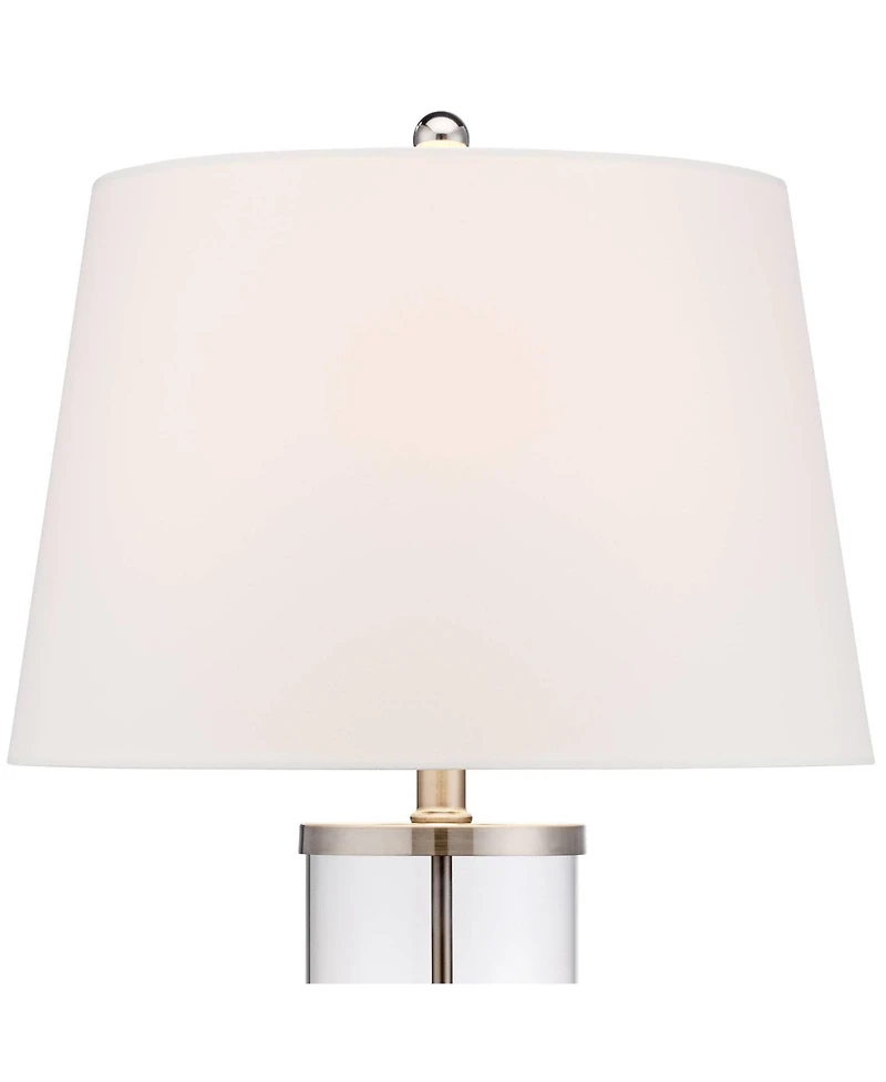 360 Lighting Coastal Table Lamps 26" High Set of 2 Clear Glass Fillable Steel White Tapered Shade for Living Room Family Bedroom Bedside