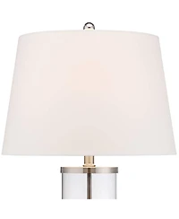 360 Lighting Coastal Table Lamps 26" High Set of 2 Clear Glass Fillable Steel White Tapered Shade for Living Room Family Bedroom Bedside