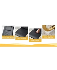 Streamdale Golden Leg Glass Table & 6 Black Pu Chairs