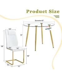Streamdale Glass Table & 6 Pu Leather Chairs - Modern & Luxurious