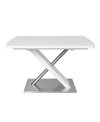 White Extendable Dining Table, Metal Base, 4-6 People