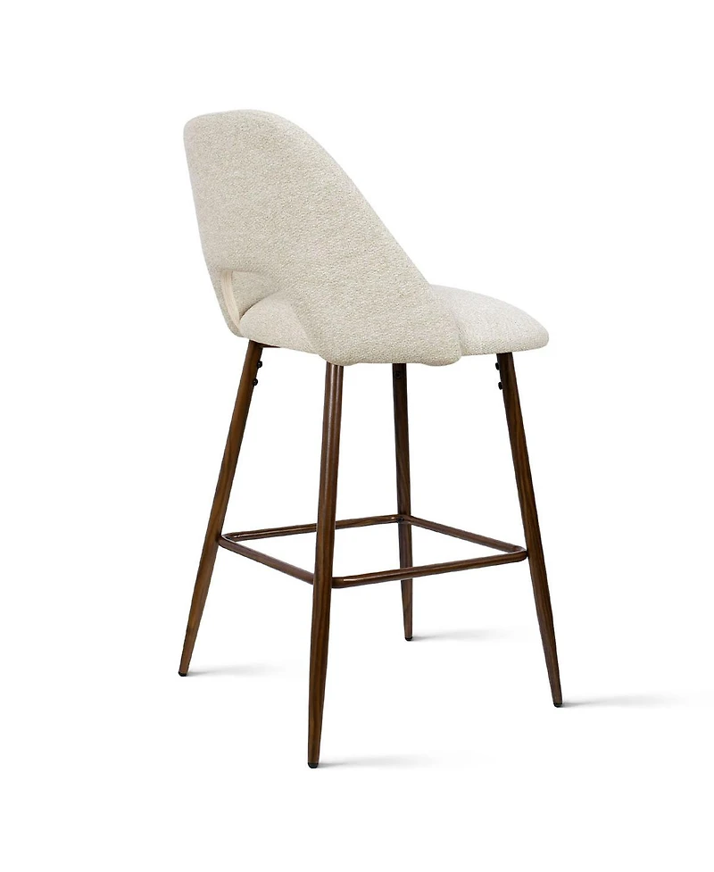 Set of 4 Counter Height Bar Stools, Mid-Century Modern Chairs with Walnut Wood Legs and Backrest-Maison Boucle