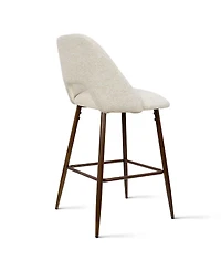 Set of 4 Counter Height Bar Stools, Mid-Century Modern Chairs with Walnut Wood Legs and Backrest-Maison Boucle