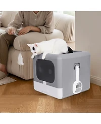 Bingopaw Cats Litter Box Detachable Top & Slide-Out Tray With Scoop