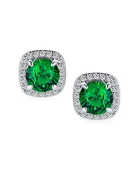 Bling Jewelry Traditional 2CT Solitaire Round Cubic Zirconia Cz Square Halo Clip On Stud Earrings Non Pierced