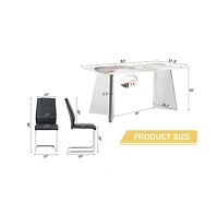 Streamdale Pandora Stone Table & 6 Pu Chairs - Butterfly Legs