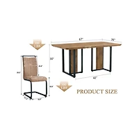 Streamdale 67" Wood Dining Table Set with 6 Brown Chairs
