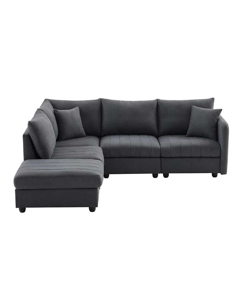 Streamdale Modern Modular Sectional Sofa w/ Ottoman & Pillows