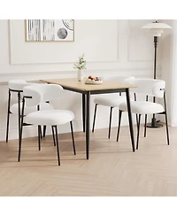 Streamdale Wood Grain Dining Set, Black Metal Legs, Seats 4-6