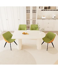63" Cream Table & Green Chair Set (4)