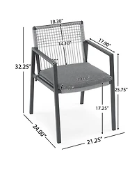 Streamdale Outdoor Aluminum + Rope Dining Chair Set with Cushion (2)