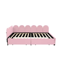 Streamdale Pink Velvet Daybed with Storage Drawers