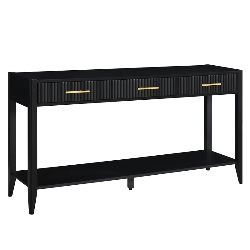 Streamdale Modern Entryway Table with Striped Drawers and Long Legs