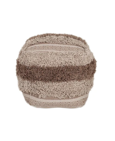 Soft Striped Pouf Ottoman for Home Accent Footrest and Extra Seating